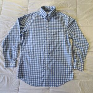 L. L. Bean Men's Dress Shirt S Reg 0 23G0 Blue Plaid 100% Cotton Wrinkle Resist